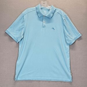 Tommy Bahama Performance Polo Shirt Mens Large Blue Short Sleeve Stretch Golfing